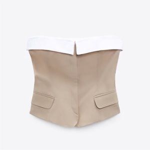 Zara Mixed Gabardine Top